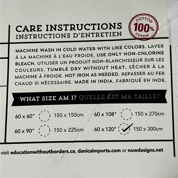 now DESIGNS 100% cotton hem stitch tablecloth-60” x 120”-NWT - Picture 4 of 6